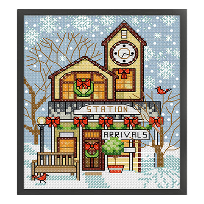 Christmas Cabin 4 - 14CT Stamped Cross Stitch 15*17CM(Joy Sunday)