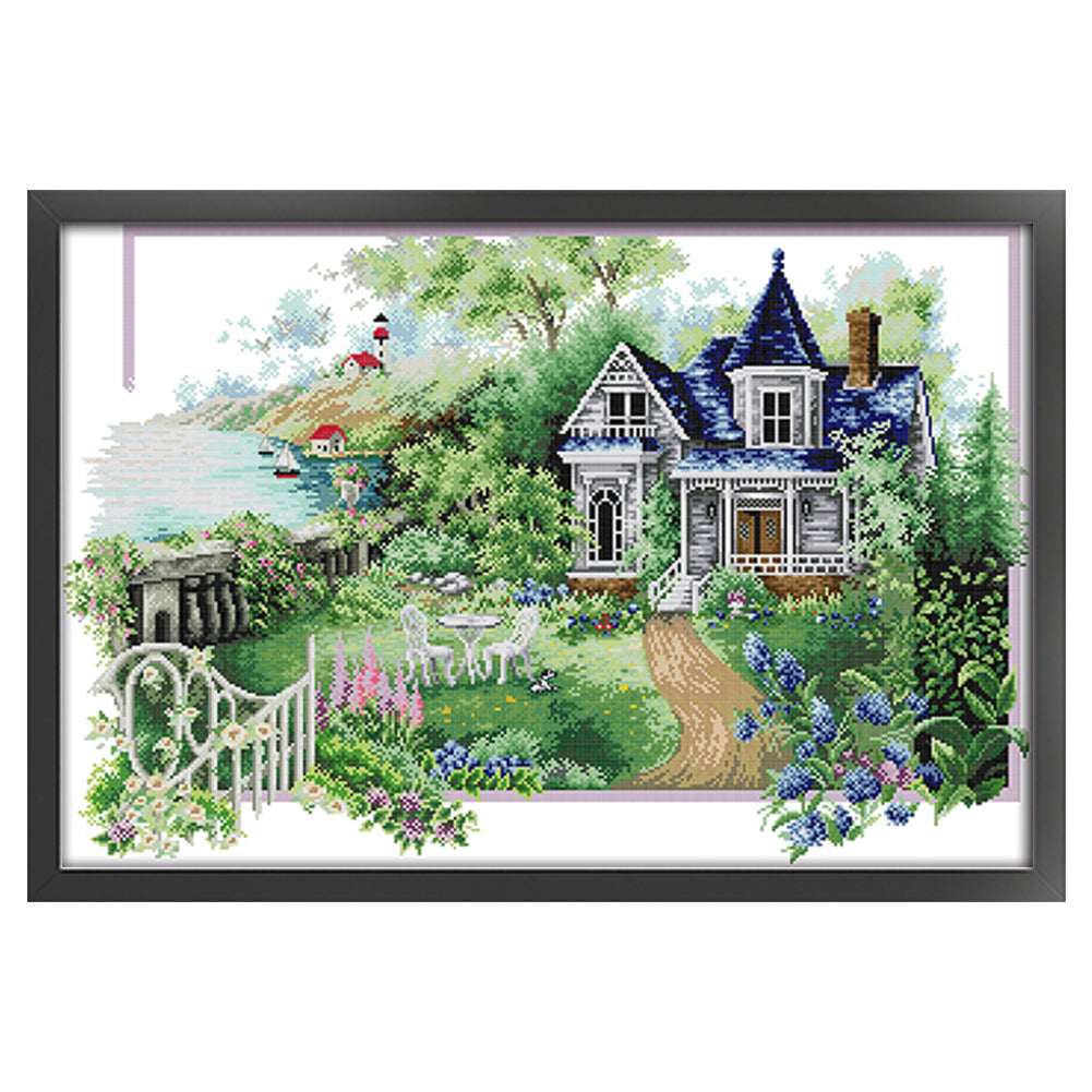 Summer House - 14CT Stamped Cross Stitch 68*48CM(Joy Sunday)