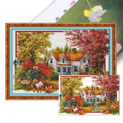 Autumn House - 14CT Stamped Cross Stitch 68*48CM(Joy Sunday)