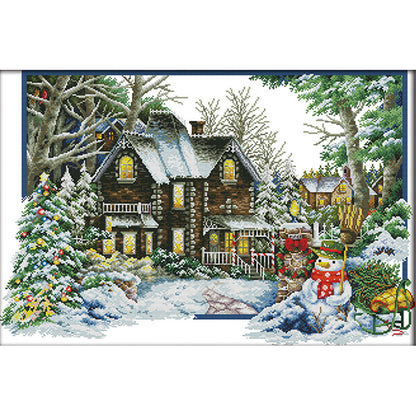 Winter House - 14CT Stamped Cross Stitch 68*48CM(Joy Sunday)