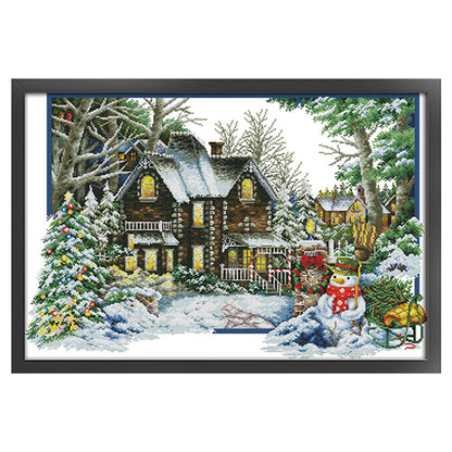 Winter House - 14CT Stamped Cross Stitch 68*48CM(Joy Sunday)