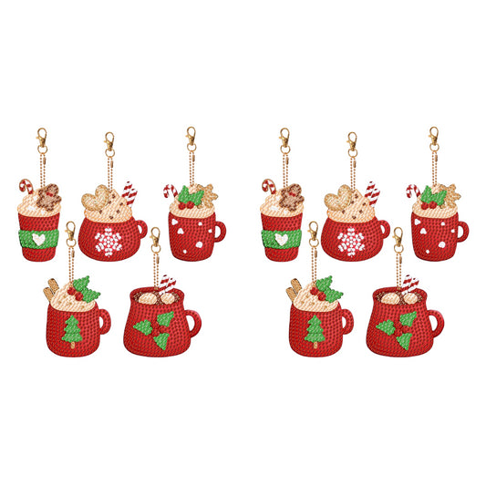 5PCS Double Sided Special Shape Diamond Painting Keychain (Ice Cream Cup)