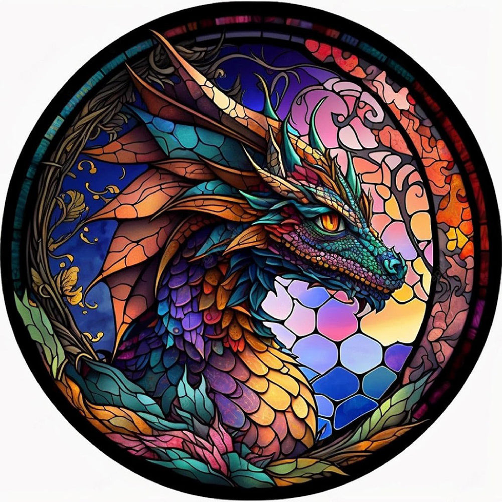 Round Card Dragon - Full Round Drill Diamond Painting 30*30CM