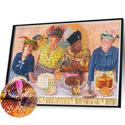 Old Woman Eating Cake - Full Round Drill Diamond Painting 60*40CM