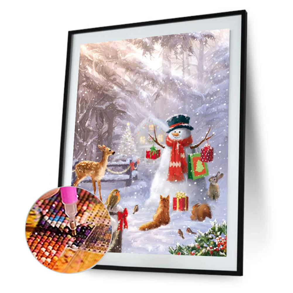 Christmas Snowman And Animals - Full Round Drill Diamond Painting 30*40CM