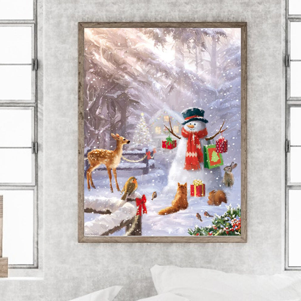 Christmas Snowman And Animals - Full Round Drill Diamond Painting 30*40CM