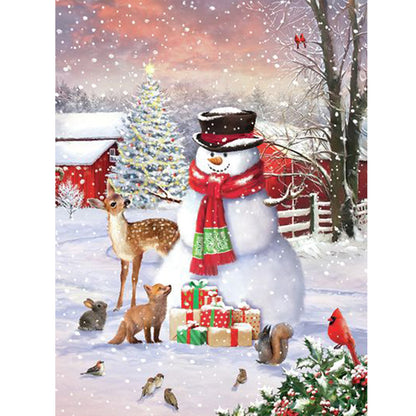 Christmas Snowman And Animals - Full Round Drill Diamond Painting 30*40CM