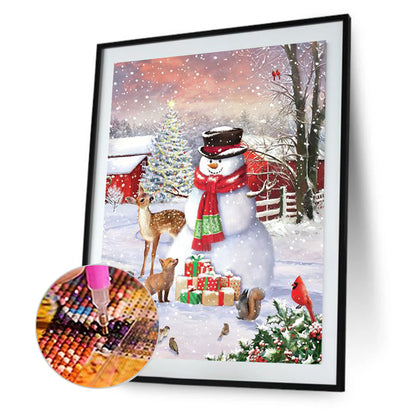 Christmas Snowman And Animals - Full Round Drill Diamond Painting 30*40CM