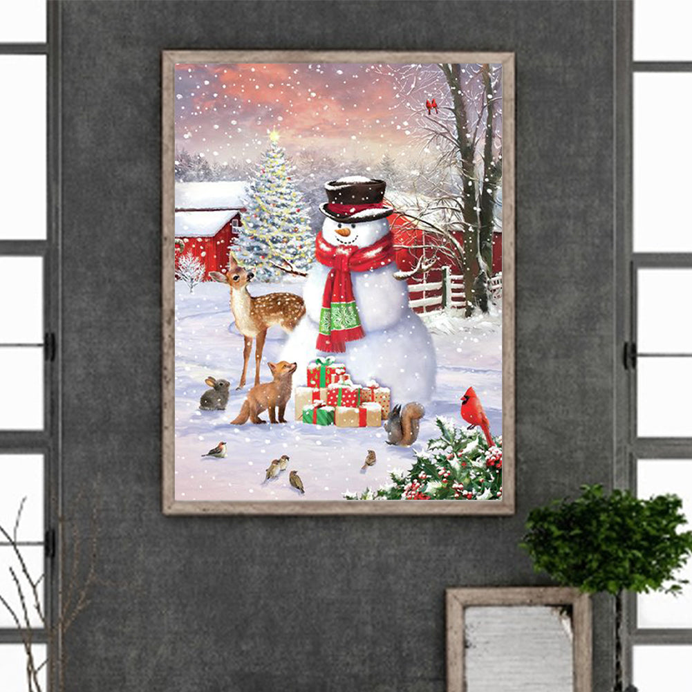 Christmas Snowman And Animals - Full Round Drill Diamond Painting 30*40CM