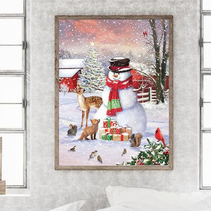 Christmas Snowman And Animals - Full Round Drill Diamond Painting 30*40CM