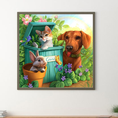 Little Animals In The Grass - Full Round Drill Diamond Painting 30*30CM