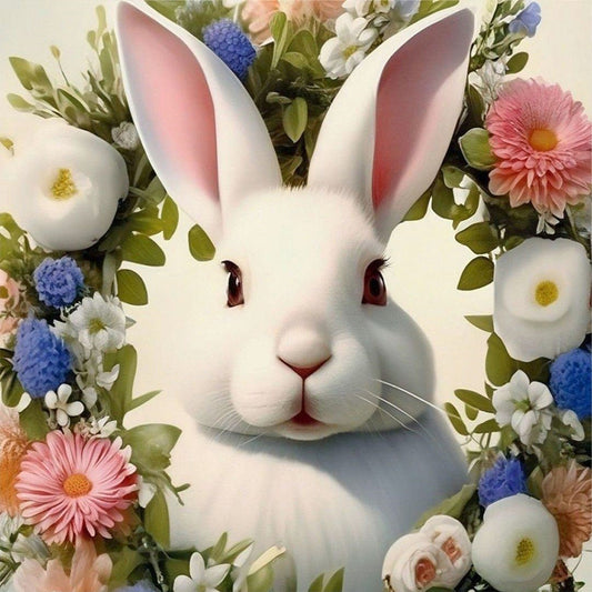 Rabbit And Flower - Full Round Drill Diamond Painting 30*30CM