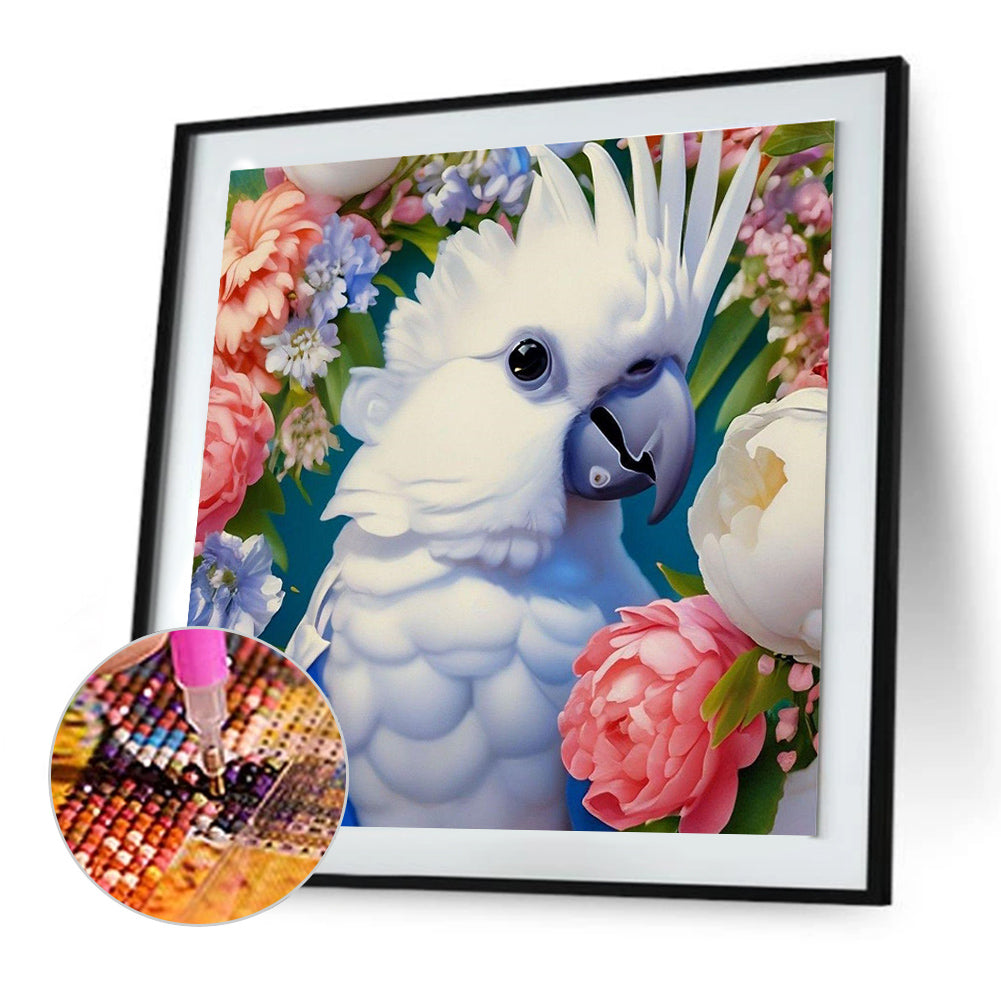 Parrot And Flower - Full Round Drill Diamond Painting 30*30CM