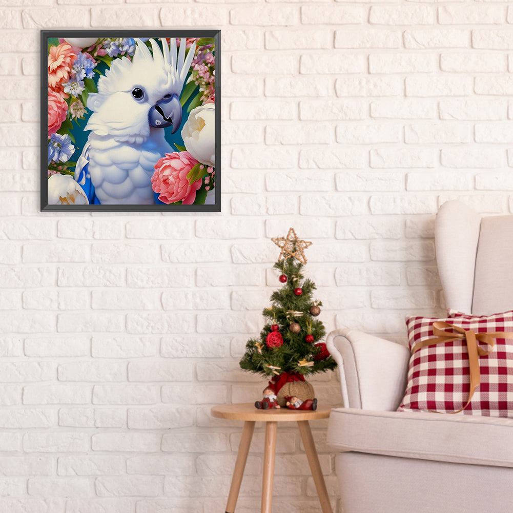 Parrot And Flower - Full Round Drill Diamond Painting 30*30CM