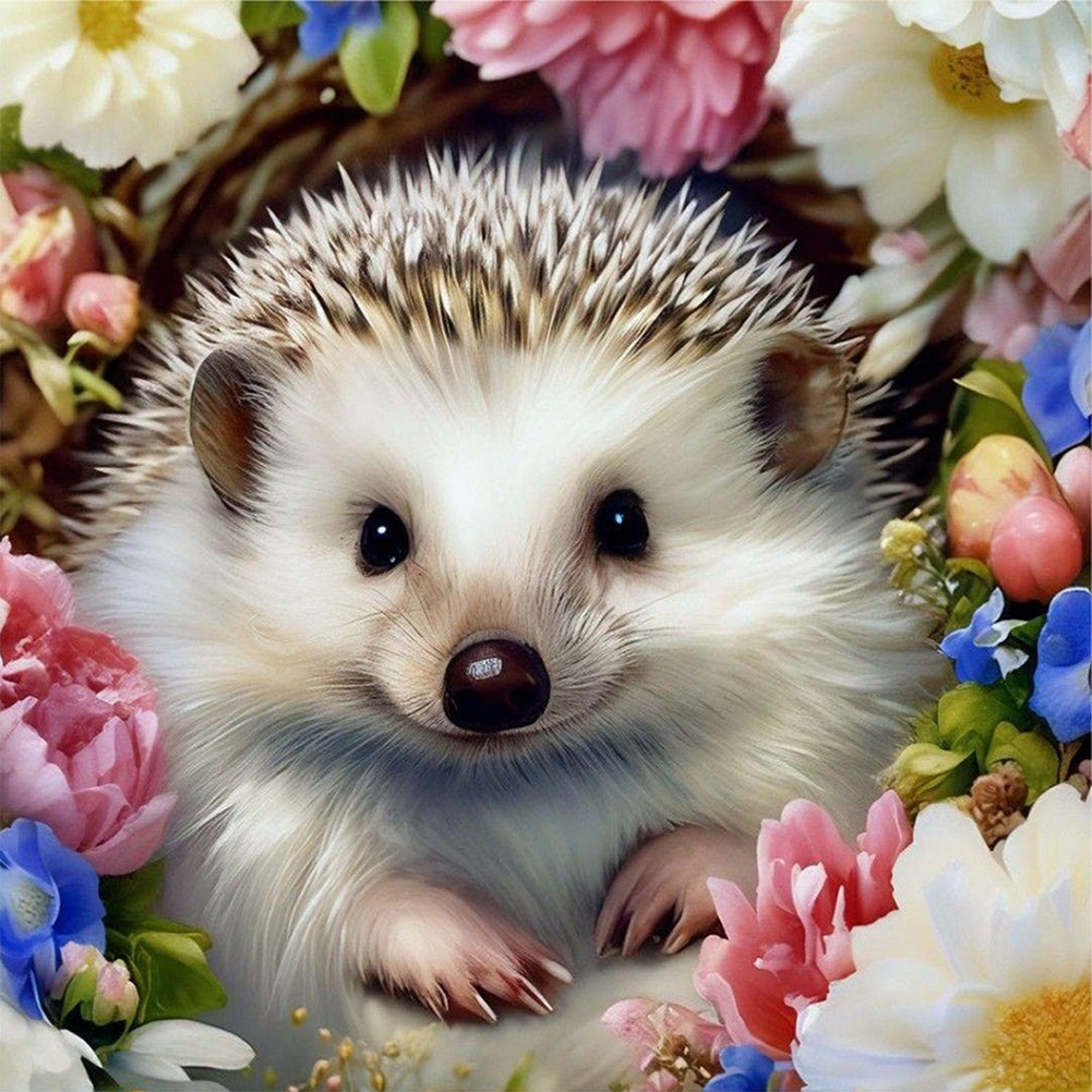 Hedgehog And Flower - Full Round Drill Diamond Painting 30*30CM