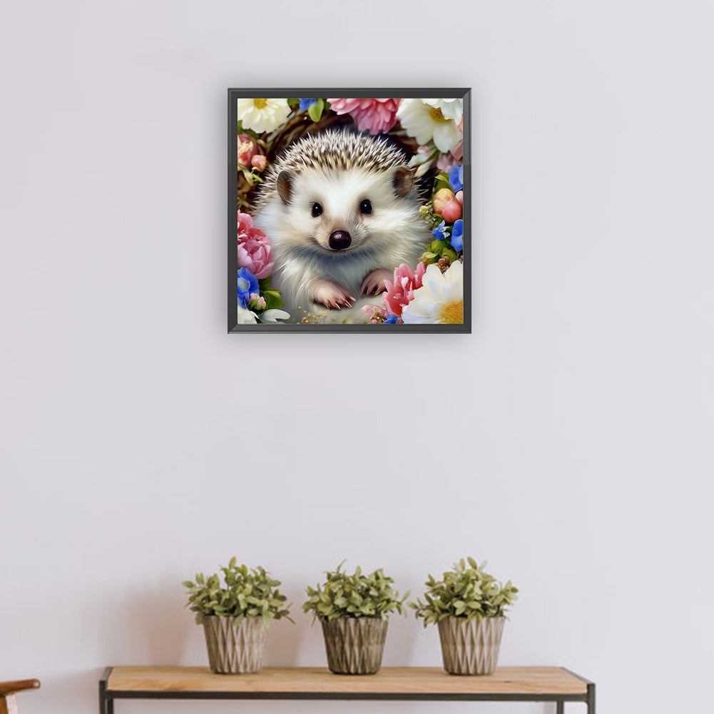 Hedgehog And Flower - Full Round Drill Diamond Painting 30*30CM