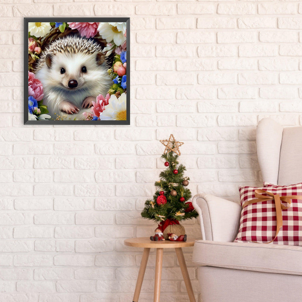 Hedgehog And Flower - Full Round Drill Diamond Painting 30*30CM