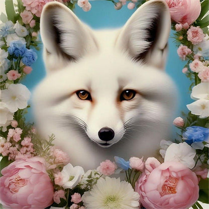 Fox And Flower - Full Round Drill Diamond Painting 30*30CM