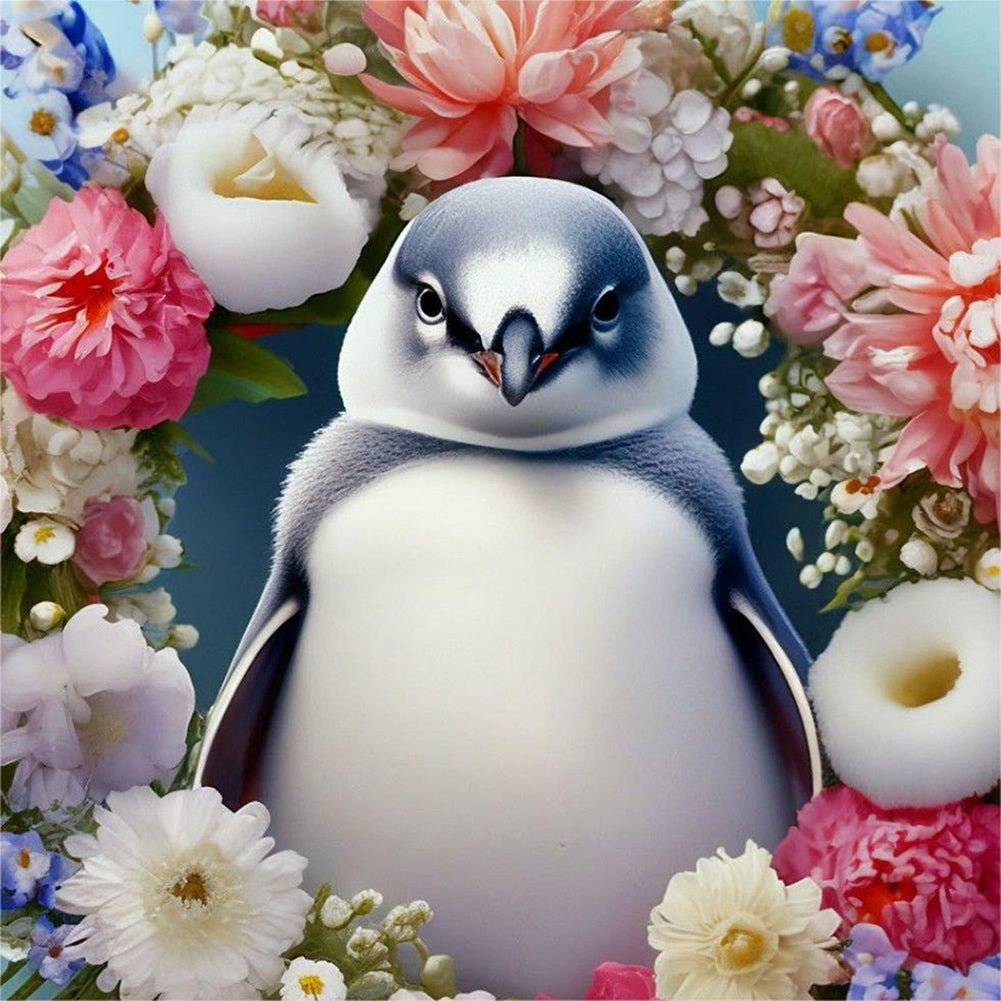 Penguin And Flower - Full Round Drill Diamond Painting 30*30CM