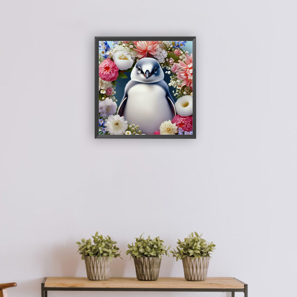 Penguin And Flower - Full Round Drill Diamond Painting 30*30CM