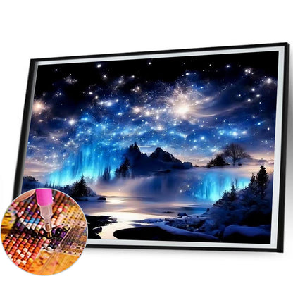 Starry Night Mountains And Rivers - Full Round Drill Diamond Painting 50*40CM