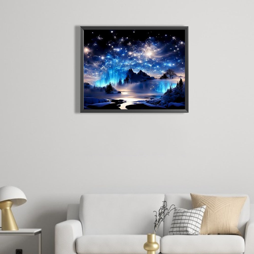 Starry Night Mountains And Rivers - Full Round Drill Diamond Painting 50*40CM
