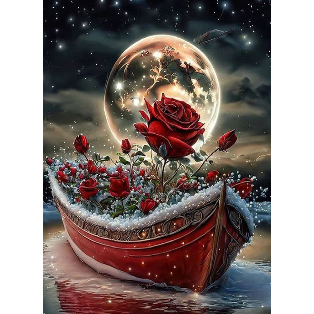 Ship Of Red Roses - Full Round Drill Diamond Painting 40*55CM