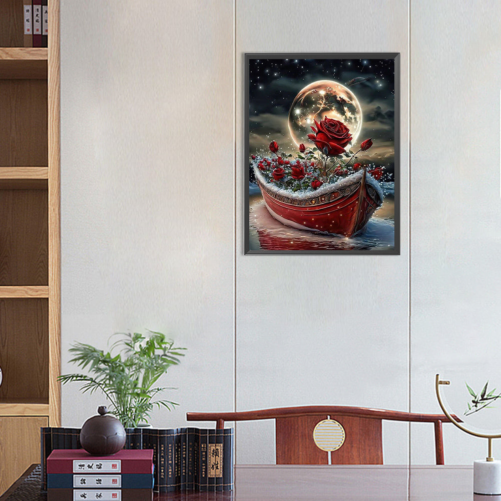 Ship Of Red Roses - Full Round Drill Diamond Painting 40*55CM