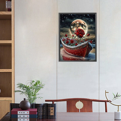 Ship Of Red Roses - Full Round Drill Diamond Painting 40*55CM