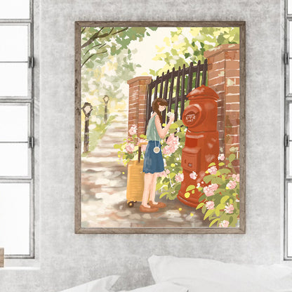 Healing Style Simple Drawing Girl¡¤Letter - Full Round Drill Diamond Painting 40*50CM