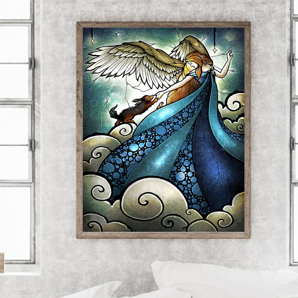 Angel Girl And Dog - Full Round Drill Diamond Painting 40*50CM