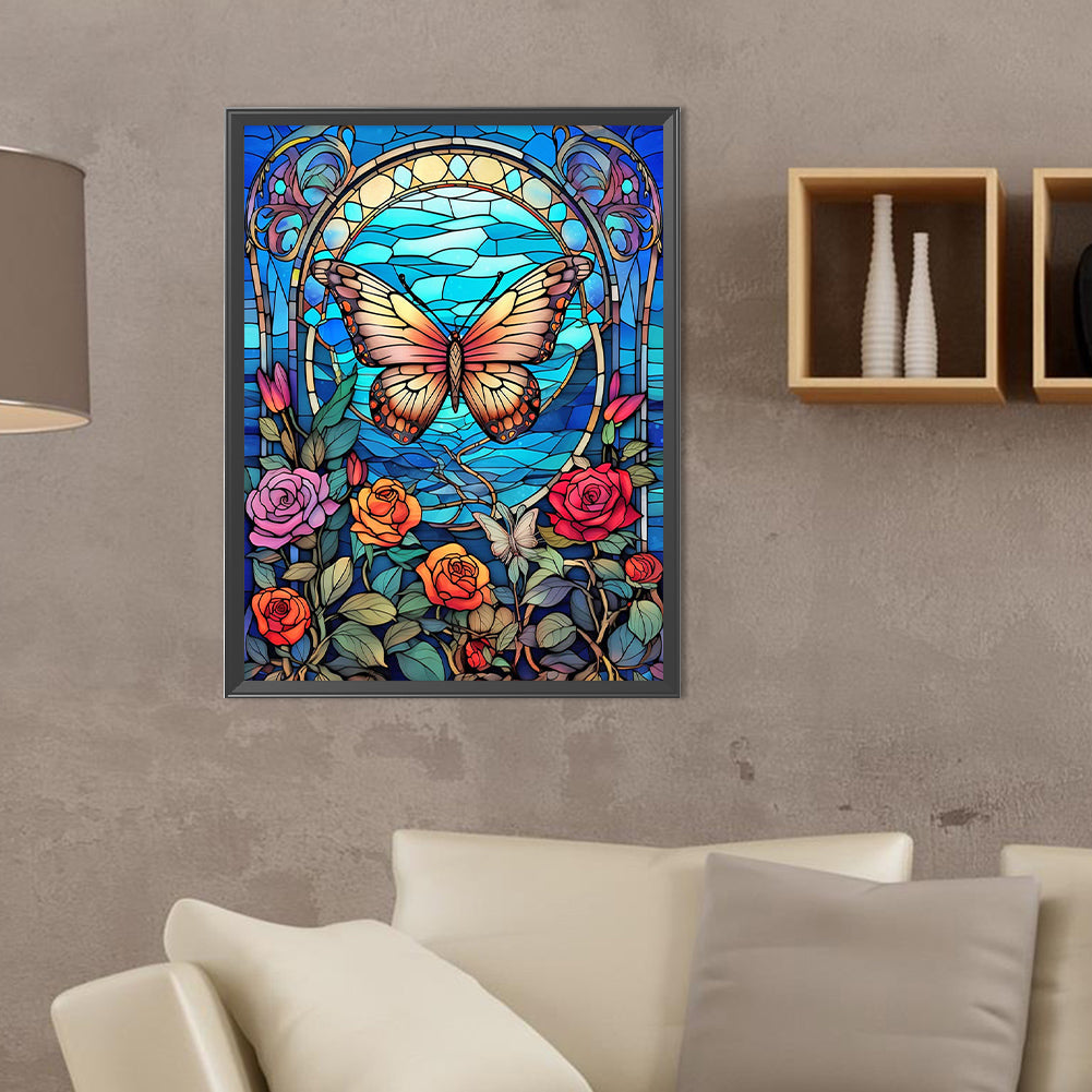Butterflies And Roses - Full Round Drill Diamond Painting 30*40CM
