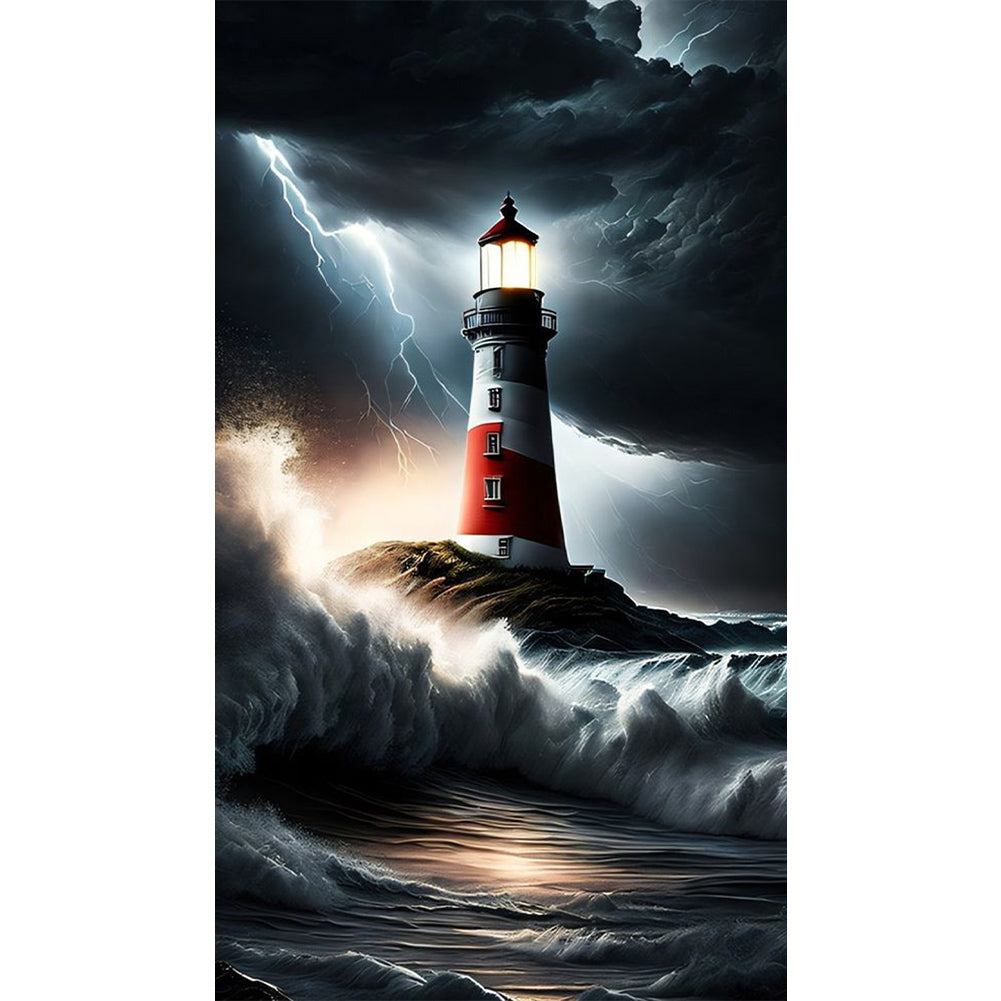 Sea Lighthouse - Full Round Drill Diamond Painting 40*70CM