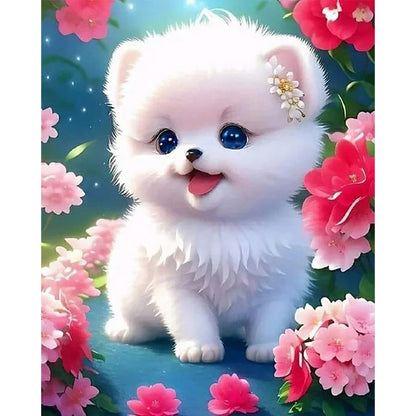 Puppy Flowers - 11CT Stamped Cross Stitch 40*50CM