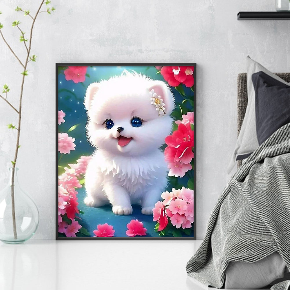 Puppy Flowers - 11CT Stamped Cross Stitch 40*50CM