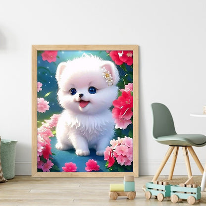 Puppy Flowers - 11CT Stamped Cross Stitch 40*50CM