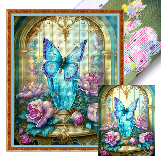 Butterfly Flowers - 11CT Stamped Cross Stitch 40*50CM