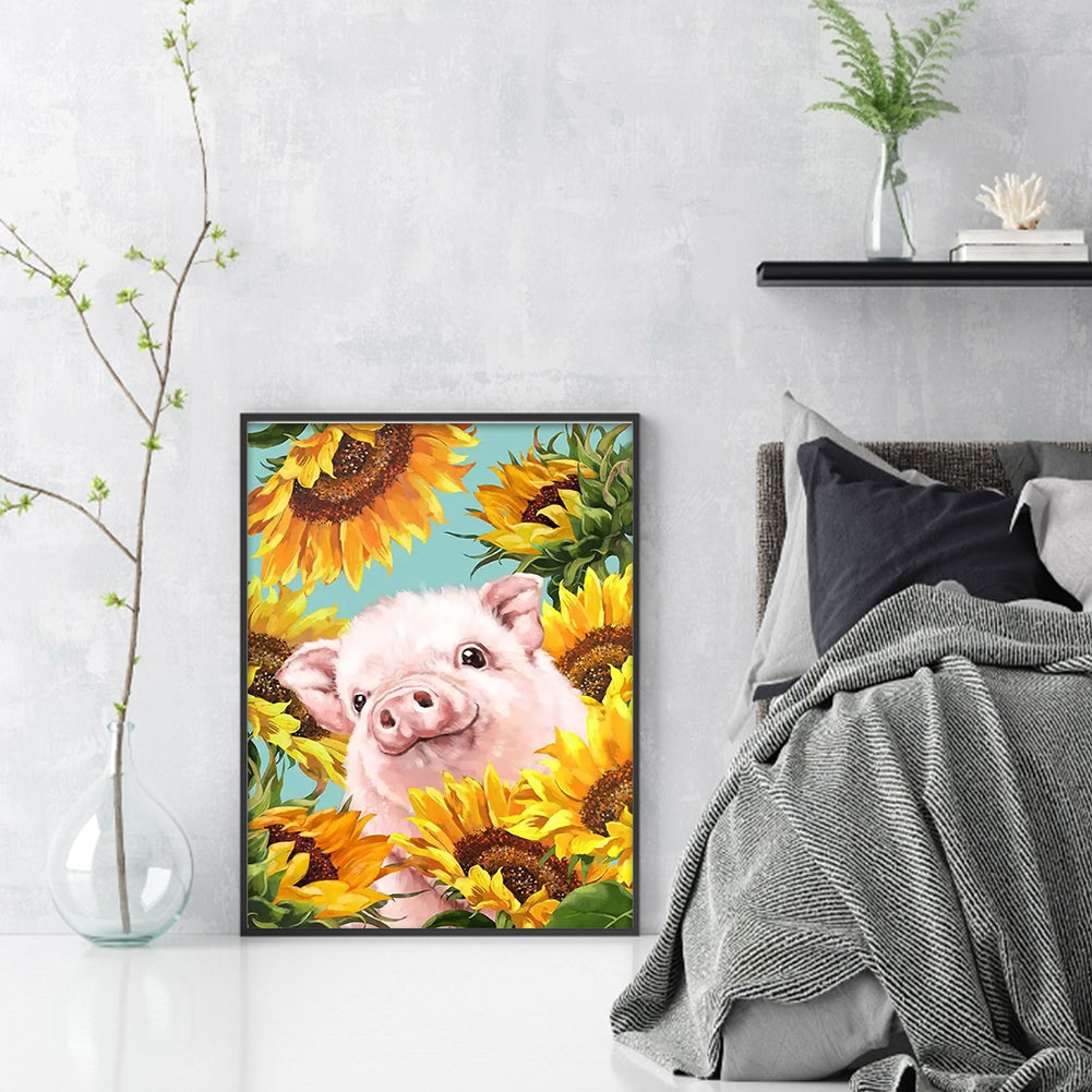 Sunflower Pig - 11CT Stamped Cross Stitch 40*55CM