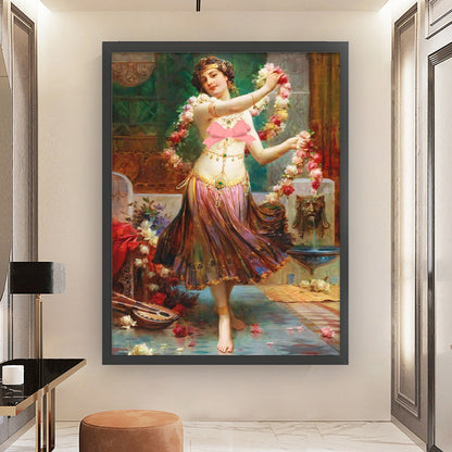 Oil Painting Woman - 11CT Stamped Cross Stitch 50*65CM