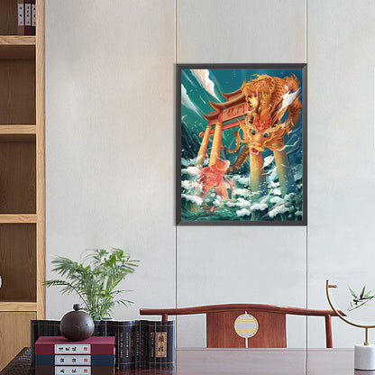 Fish Leaping Over The Dragon Gate - Full Round Drill Diamond Painting 40*50CM