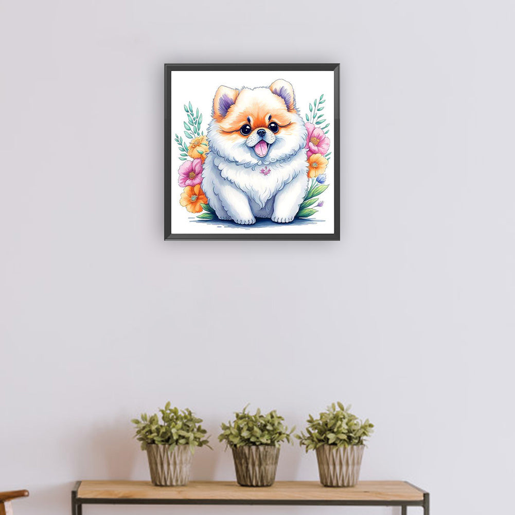 Cute Samoyed Dog - Full Round Drill Diamond Painting 30*30CM