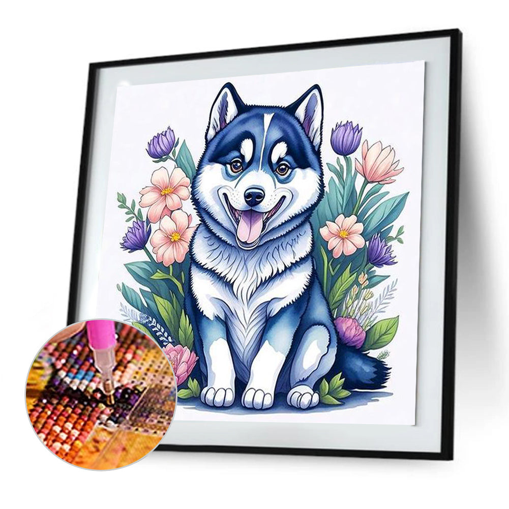 Cute Husky - Full Round Drill Diamond Painting 30*30CM