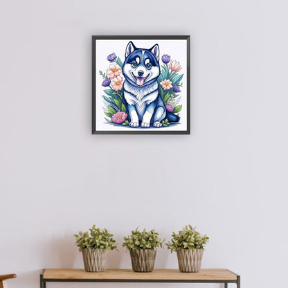 Cute Husky - Full Round Drill Diamond Painting 30*30CM