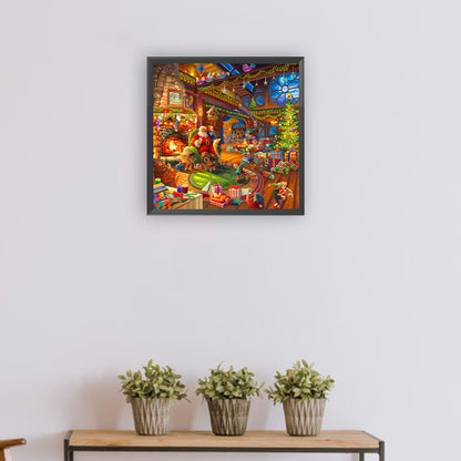 Santa'S Cozy Cabin - Full Round Drill Diamond Painting 30*30CM