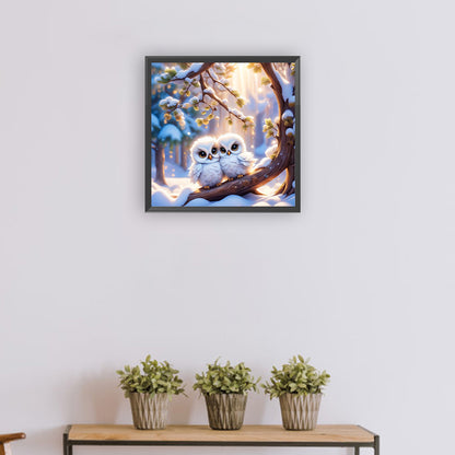 Two Owls - Full Round Drill Diamond Painting 30*30CM