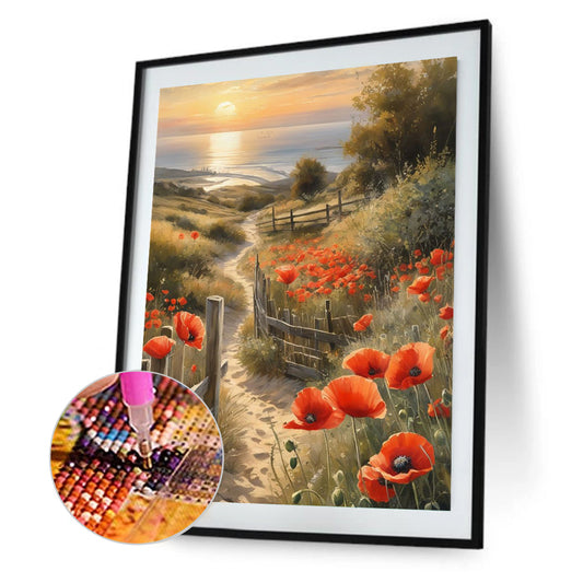 Path Among Flowers Flowers - Full Round Drill Diamond Painting 30*40CM
