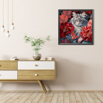 Kitten In Flower - Full Round Drill Diamond Painting 40*40CM