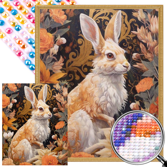 Rabbit In Flowers - Full Round Drill Diamond Painting 40*50CM