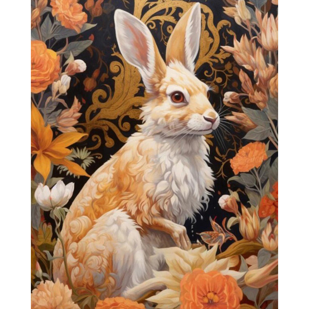 Rabbit In Flowers - Full Round Drill Diamond Painting 40*50CM