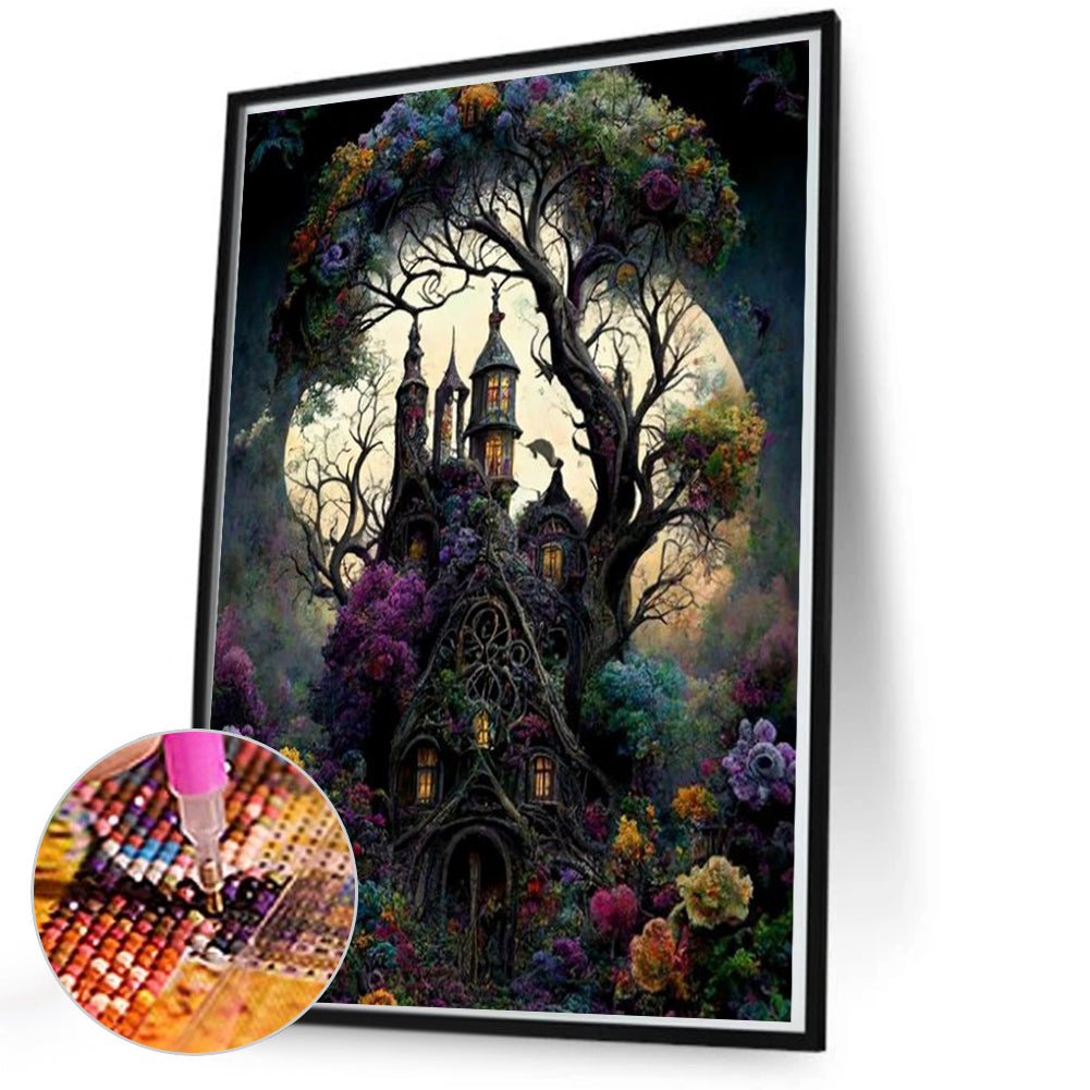 Full Moon Castle - Full Round Drill Diamond Painting 50*70CM